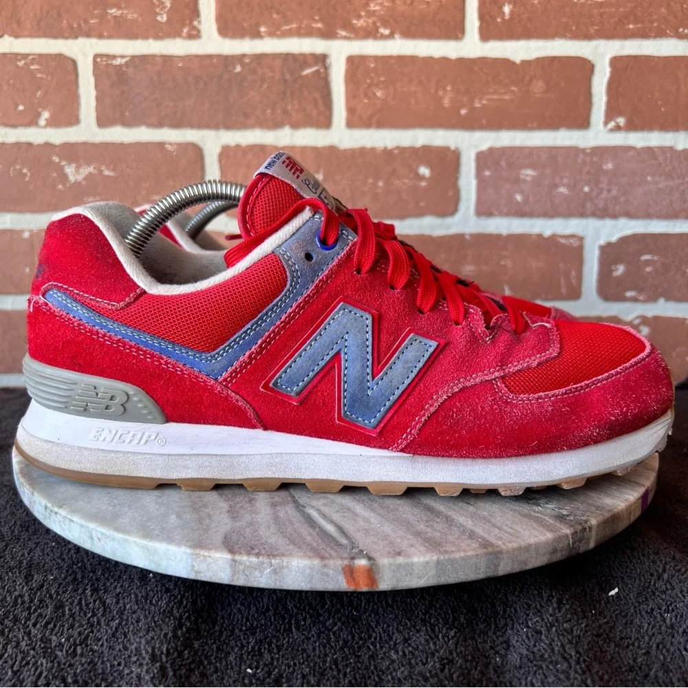 New Balance 574 Shoes Mens Size 10 Athletic Suede Running Training Sneakers Red.
